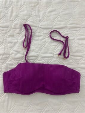 Shade & Shore Ribbed Strapless Bandeau in Purple